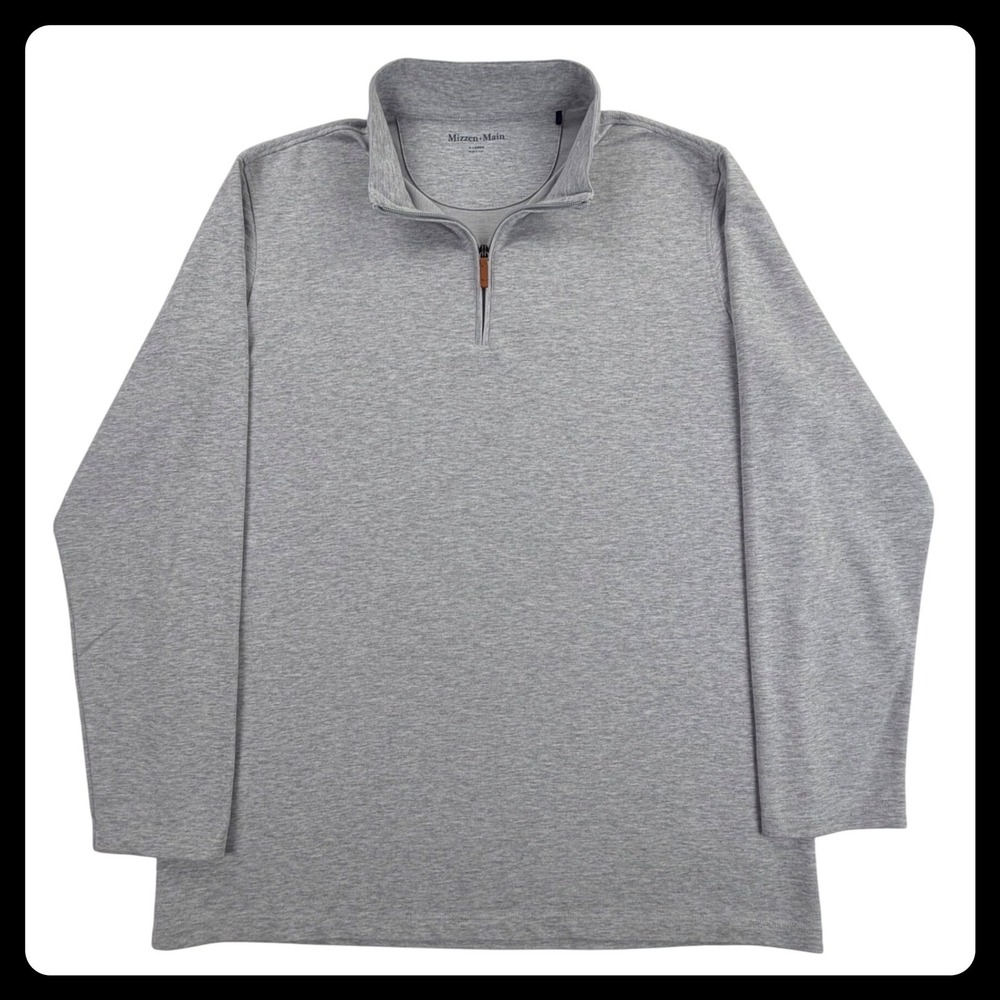 Mizzen Main KPI Quarter Zip Pullover Men XL Gray‎ Performance Cotton Stretch 1/4